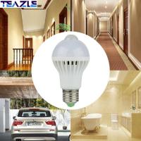 TEAZLE หลอดไฟอัจฉริยะสีขาวประหยัดพลังงานอัตโนมัติ5W/7W/9W ไฟ LED ความเคลื่อนไหวอินฟราเรด PIR เซ็นเซอร์เสียง