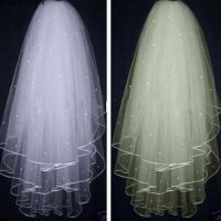 HOT Layers Pearls Veils Tulle Bridal Veil with Comb Accessories