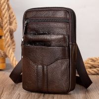 Men Genuine Leather Shoulder Male fanny pack High Quality Messenger Bags  Mens Fashion Business Belt Bag Small Briefcase Waist