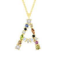 925 Sterling Silver 26 Letters Necklace For Women Diamond Pendant Brand Gold Necklace Colourful Crystal Zircon B F Jewelry Gift