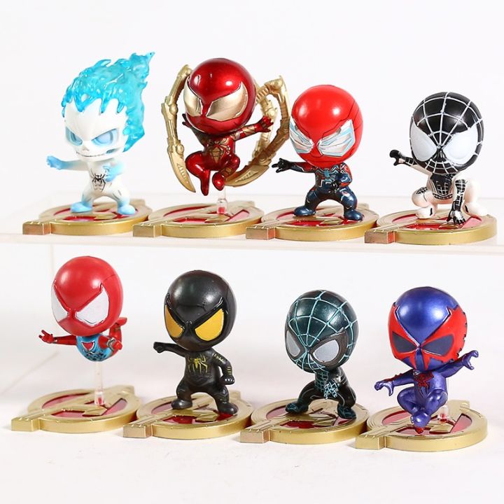 cosbaby-r-spirit-spider-man-2099หุ่น-pvc-ขนาดเล็กของเล่น8ชิ้น-เซ็ต