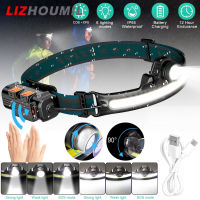 LIZHOUMIL ไฟฉายคาดศีรษะปรับซุ้มไฟหน้า LED ได้10W,พร้อมเซ็นเซอร์ตรวจจับการเคลื่อนไหว6โหมด270 °/90 °