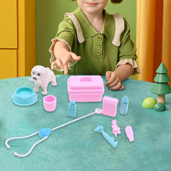 dolity-ชุดเกมสัตว์แพทย์11x-บ้านตุ๊กตาสัตว์เลี้ยงอุปกรณ์ประกอบฉากสำหรับเด็กวัยหัดเดิน