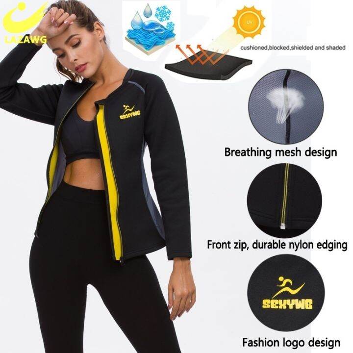 lazawg-women-sweat-sauna-suit-neoprene-body-shapers-gym-workout-corset-heat-slimming-waist-trainer-shirt-zipper-long-sleeve-tops