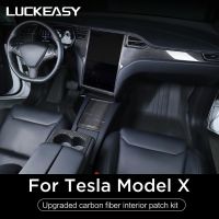 LUCKEASY Interior Accessories For Tesla Model X Tesla Model S Car Dashboard Decoration Patch Real Carbon Fiber Instrument Panel