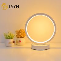 LED Table Lamp Bedroom Circular Desk Lamps for Living Room Bedside Lamp Touch Bedside Lamp Round Night Light Decoration Dimmable