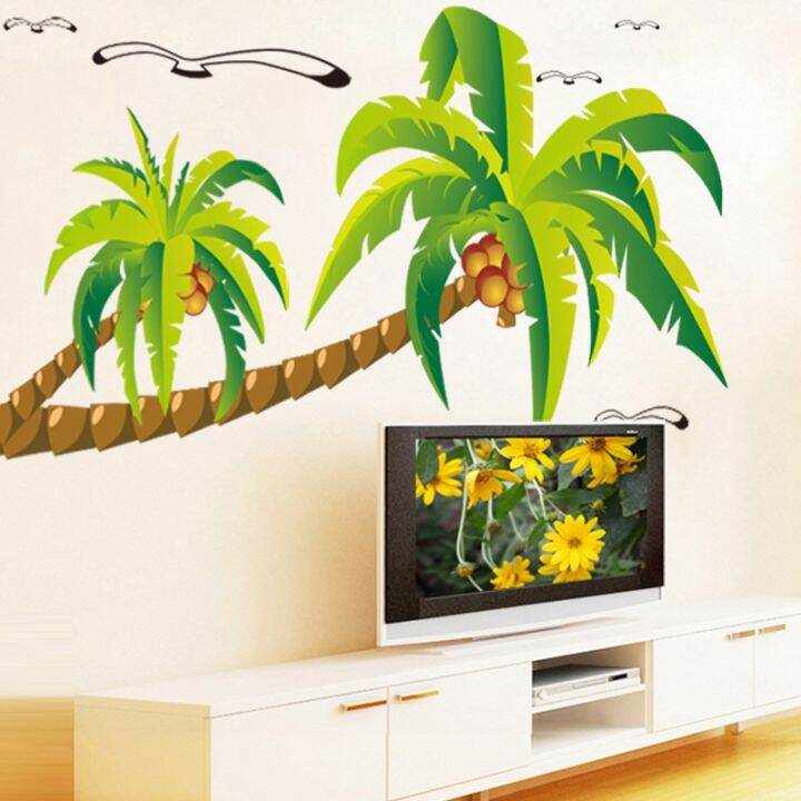 coconut-palm-tree-sticker-tropical-beach-wall-decal-living-room-backdrop-sticker