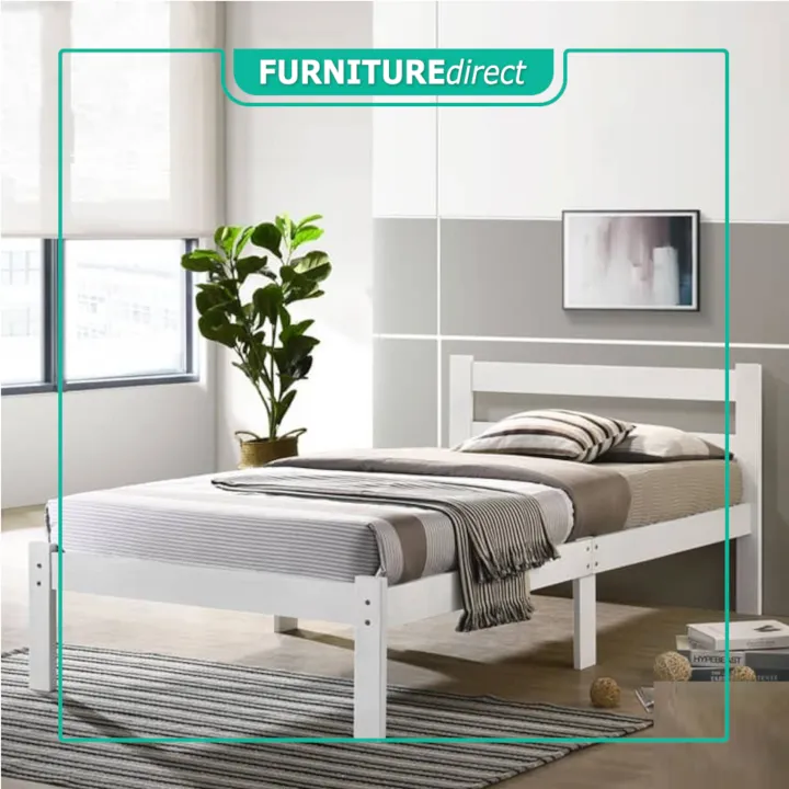 Furniture Direct Mina Wooden Single Bed, White Wooden Bed Frame Single Ikea