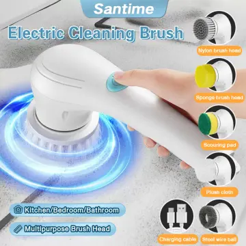 1 Set, Electric Spin Scrubber With 3 Replaceable Brush Heads, Handheld  Cordless Cleaning Scrubber, Scrubbing Brush And Sponge Head,  Multifunctional Rechargeable Spin Brush For Kitchen, Bathroom, Bathtub,  Sink, Dish, Cleaning Tool, Cleaning