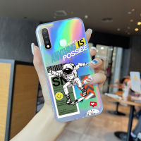 Volans เคสโทรศัพท์ Vivo Vivo Y22 Y19 Y76 Y35 5G การ์ตูน NASA Space Astronauts รุ้งโทรศัพท์สลายเลเซอร์ใสขอบบางเฉียบ TPU นุ่มเฉียบเคสกันกระแทกมีสีสันในตัวฝาครอบ Y02