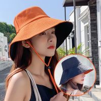 Japanese Style Women Summer Double Sided Reversible Lace Up Sun Shade Fisherman Hat / Female Simple Casua Wide Brim Breathable Basin Cap / Outside Travel Comfortable Washable Beach Sun Hat