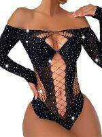 hot【DT】 Hot Sale Rhinestone Wear Bodysuit Fishnet Pole Porno Dancewear Nightbar Costume Woman