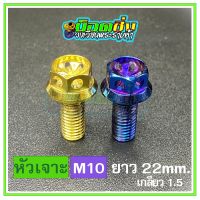 น็อตสแตนเลส หัวเจาะดอกไม้ ขนาดเกลียว m10 ยาว 22 mm.เกลียวหยาบ