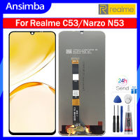 Ansimba หน้าจอ LCD ของแท้6.74นิ้วสำหรับ C53 Realme RMX3760/Realme นาร์โซ RMX3761 N53จอแสดงผล LCD แบบสัมผัสหน้าจอชุดประกอบดิจิไทเซอร์สำหรับ Realme C53 Realme N53จอแสดงผลแบบ Narzo