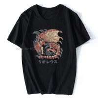 Monster Hunter World Rathalos Kanji Ic ท็อปส์ลำลองใหม่ผ้าฝ้ายผู้ชายเสื้อยืดผู้ชายเสื้อยืด