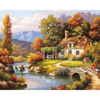 DIY Painting By Numbers Landscape House Oil Picture Paint For Adults On Canvas Frame Drawing Coloring By Number Home Decor Gift