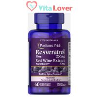 Puritans Pride Resveratrol 250 mg plus Red Wine Extract 10 mg 60 Softgels