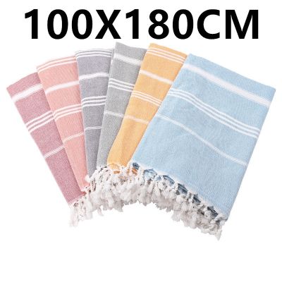 【CC】 100X180cm oversized tassel Turkish towel blanket suitable for bathing beachswimming pool SPA gym Striped bath towel