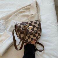 Fashionable Western Style Backpack Houndstooth Saddle Bag Female Temperament Travel Cross-Body Niche De 【AUG】