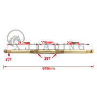 รถ A 610มิลลิเมตร23ครั้งเพลาหลังเหมาะสำหรับ DIY จีน50cc 70cc 90cc 110cc 125cc Go K Art Buggy Quad Bike อุปกรณ์เสริมรถมอเตอร์ไซด์ไฟฟ้า