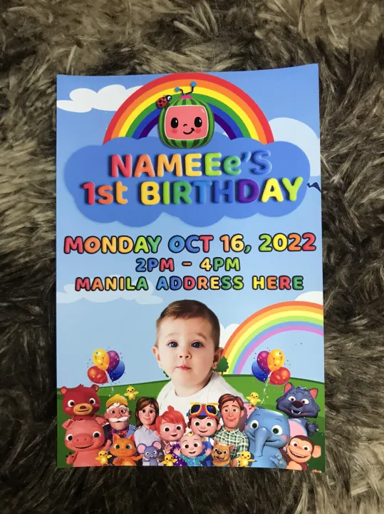 Cocomelon Invitation for Birthday and Christening 4R Glossy Photo Paper ...