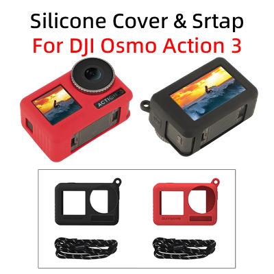 สำหรับ DJI Osmo Action 3กีฬากล้องซิลิโคนครอบเชือกเส้นเล็ก DJI Action 3เคสนิ่มสายรัดข้อมือชุดอุปกรณ์เสริม