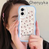 เคส Chenyyka สำหรับ OPPO เคส A36 A76 A96เคสลายการ์ตูนกระต่ายน่ารักแฟชั่นลูกคลื่นเคสซิลิโคนใสดีไซน์ใหม่นิ่มโปร่งใสกันกระแทกเคสป้องกันเลนส์กล้อง