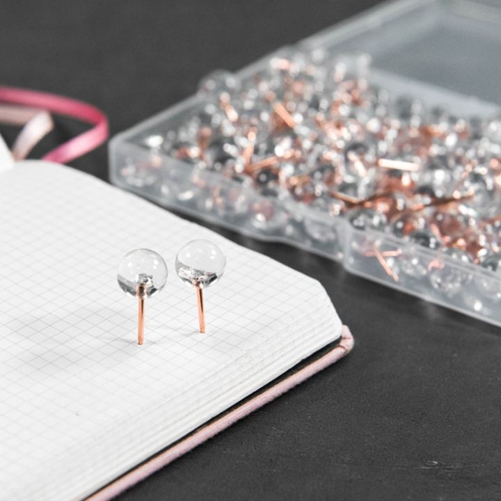100pcs-rose-gold-push-pins-thumbtacks-transparent-plastic-round-head-map-tacks-for-hanging-pictures-posters-documents-wall-maps-on-walls-and-bulletin-boards