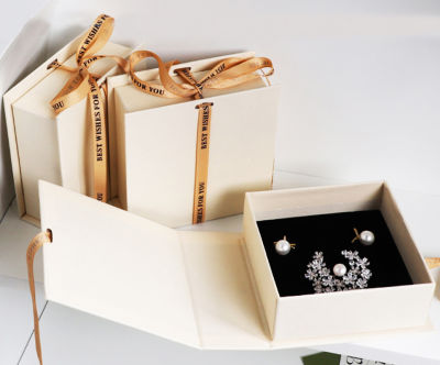 Portable Box Ribbon Book Box High Gloss Thread Belt Flip Jewelry Box Book-shaped Gift Box Jewelry Box Suit