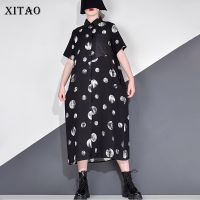 XITAO Dress Casual Women Elegant Dots Print Shirt Dress