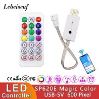 USB 5V 600 Pixels SP620E Mini Bluetooth LED Dimmer Controller with 21 Key IR Remote Control for Addressable Digital LED Lights