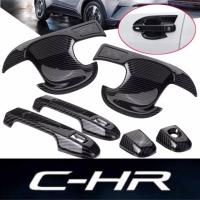 มือจับประตูพร้อมกันรอย CHR C-HR CH-R คาร์บอนเคฟล่า  (1 ชุด มี 6 ชิ้น)