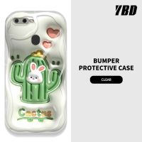 เคสโทรศัพท์มีลายคลื่น YBD สำหรับ A7 A5S OPPO A11K A12 F9โปร A3S Realme C1 A12E A1K Realme C2น่ารักลายต้นกระบองเพชรและกระต่ายวัสดุซิลิโคนกล้องคุ้มครองเต็มรูปแบบ