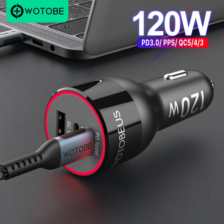 usb-c-car-charger-120w-3พอร์ต-pd100w-30w-qc5อะแดปเตอร์ไฟแช็กสำหรับ-thinkpad-hp-galaxy-แล็ปท็อป