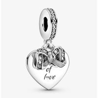 [พร้อมส่ง สินค้าแท้ ?] Pandora Bow &amp; Love Heart Dangle Charm