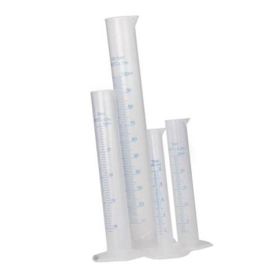 【CW】∋  4 pcs/1 set of transparent plastic graduated cylinder (hexagonal bottom blue tick marks) trial test liquid laboratory tool