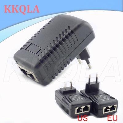 QKKQLA DC 48V 0.5A 24W Poe Power supply Adapter injector Switch POE For IP Camera Wifi POE Injector Wall Plug charger US/EU Plug E14