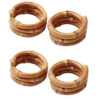 Wood Bamboo Napkin Rings Set of 4, Handmade Rattan Napkin Holder Rings Table Decorations for Wedding