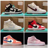 2023พร้อมส่ง แอร์จอร์แดน 1 1 AF1 SB PRO DUNK HIGH PINK WHITE KASUT SPORT JALAN MURAH WOMENS (36-41)Mens and womens sports casual shoes