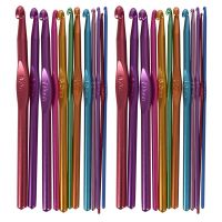 24X Metal Needles Crochet Hooks Set with Case Yarn Craft Kit Multicolor Random