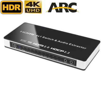 4K 60Hz 4พอร์ต HDMI เข้ากันได้กับสวิตช์2.0 Toslink ดิจิตอล &amp; Aux Audio HDCP 2.2 ARC 4 In 1เครื่องแยกสัญญาณเสียง HDMI อุปกรณ์สลับสัญญาณ