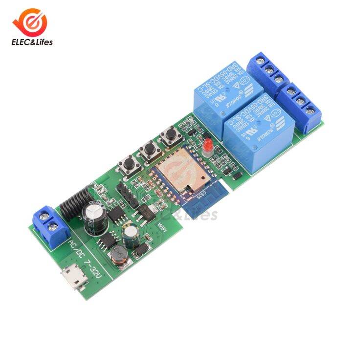 dc-5v-7v-32v-2-channel-wifi-remote-control-relay-switch-module-supports-433mhz-remote-control-for-ewelink-tuya-app-system