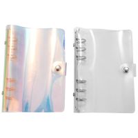 2 Pcs A6 6-Ring Rainbow Clear PVC Binder Cover Refillable Notebook Binder Protector Loose Leaf Planner Binder Cover multicolor
