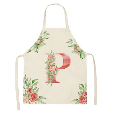 1Pcs Flower Letter Flower Kitchen Aprons for Women Cotton Linen Bibs Household Cleaning Pinafore Home Cooking Apron
