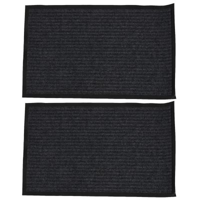 2-Pack Striped Door Floor Mat - Indoor Outdoor Rug Entryway Welcome Mats with Rubber Backing for Shoe Scraper, Perfect for Inside Outside High Traffic Area