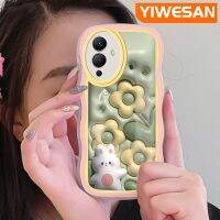 YIWESAN เคสสำหรับ12i Infinix Note เคสการ์ตูน3D ลายกระต่ายดอกไม้ดีไซน์ใหม่ขอบคลื่นครีมเคสมือถือกันกระแทกแบบใสนิ่มโปร่งใสลายกล้องถ่ายรูปเรียบง่ายอ่อนโยนฝาครอบป้องกัน