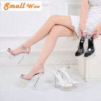 Small Wow New Arrival June 2021 Women Peep Toe PVC Club Platform Heeled Sandals Wedding Crystal Heel Buckle