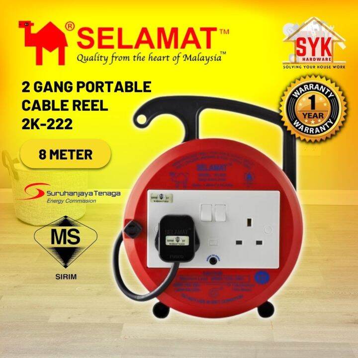 SYK SELAMAT 2K222 8 Meter Extension Plug Sirim Heavy Duty Extension