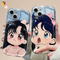 เคส TPU ป้องกันการตกสำหรับ OPPO A7 A5S A12 A12S OPPO A54 A57 A93 A74 OPPO A5การ์ตูนน่ารักถือสุนัขตัวน้อยเด็กผู้หญิง3มิติขอบคลื่นใส