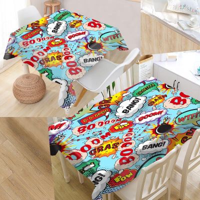 Comic Pop Art Custom Table Cloth Oxford Fabric Rectangular Waterproof Oilproof Table Cover Family Party Tablecloth